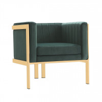 Manhattan Comfort AC053-GR Paramount Forest Green and Polished Brass Velvet Accent Armchair
